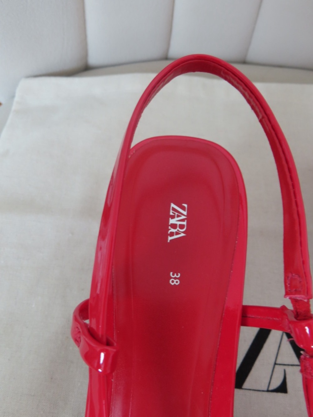 Zara Red Patent Pointed Slingback Heels with Sling Strap - Picture 4 of 7